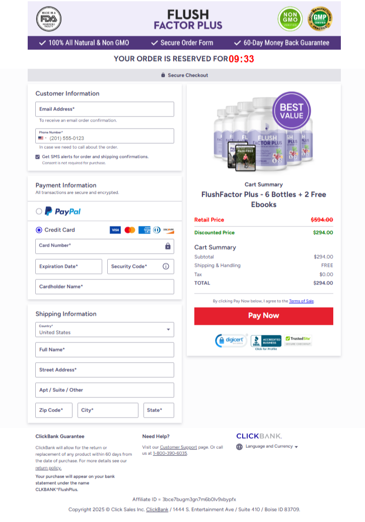 Flush Factor Plus Official Website Secure Order Page